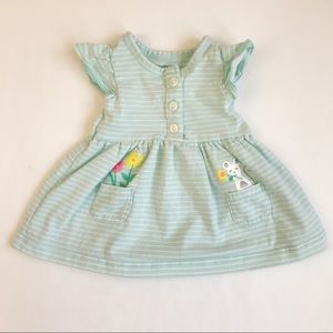 CARTERS Mint Striped Dress with Flutter Sleeves